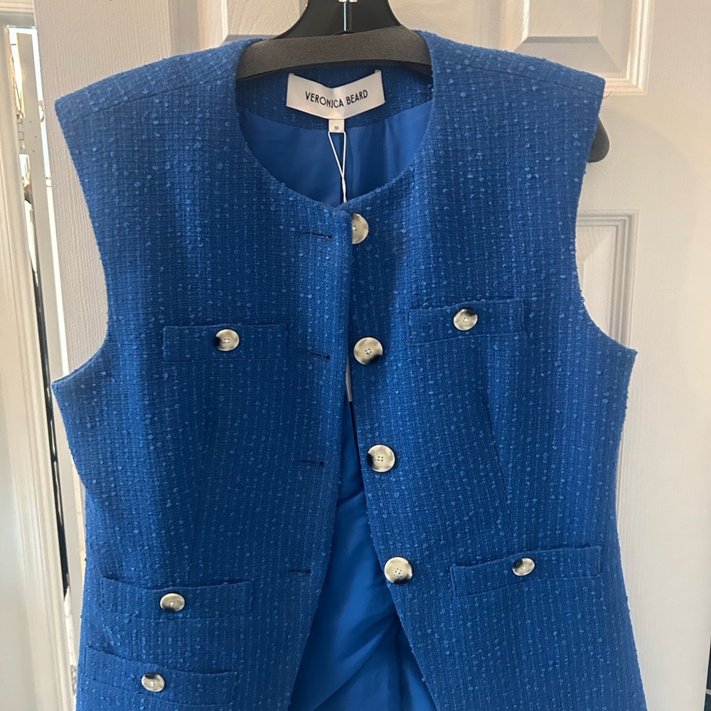 Veronica Beard Blue Sleeveless Vest